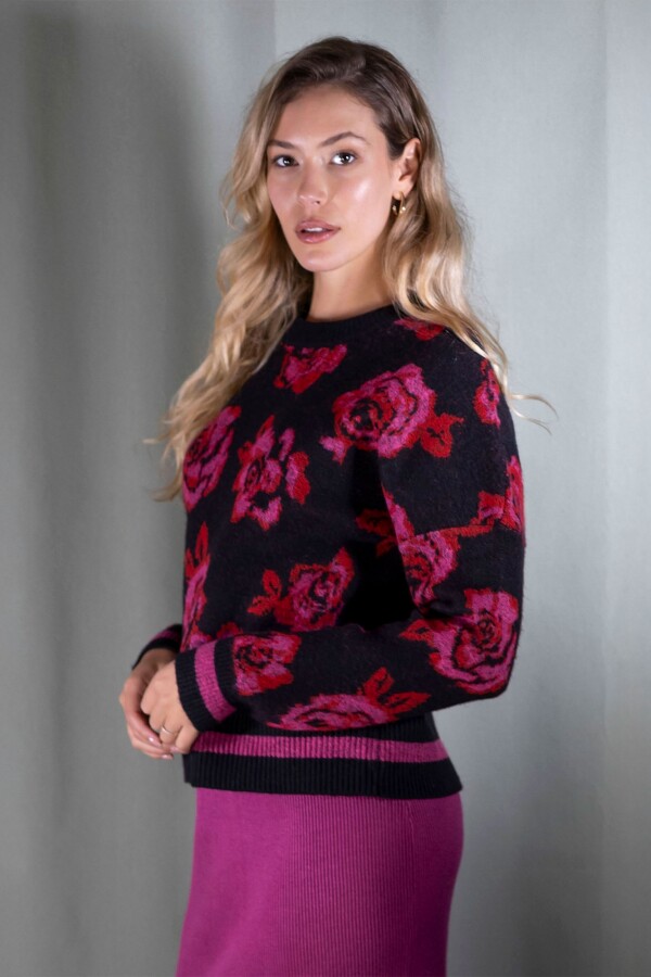 Buzo Flower NEGRO/FUCSIA