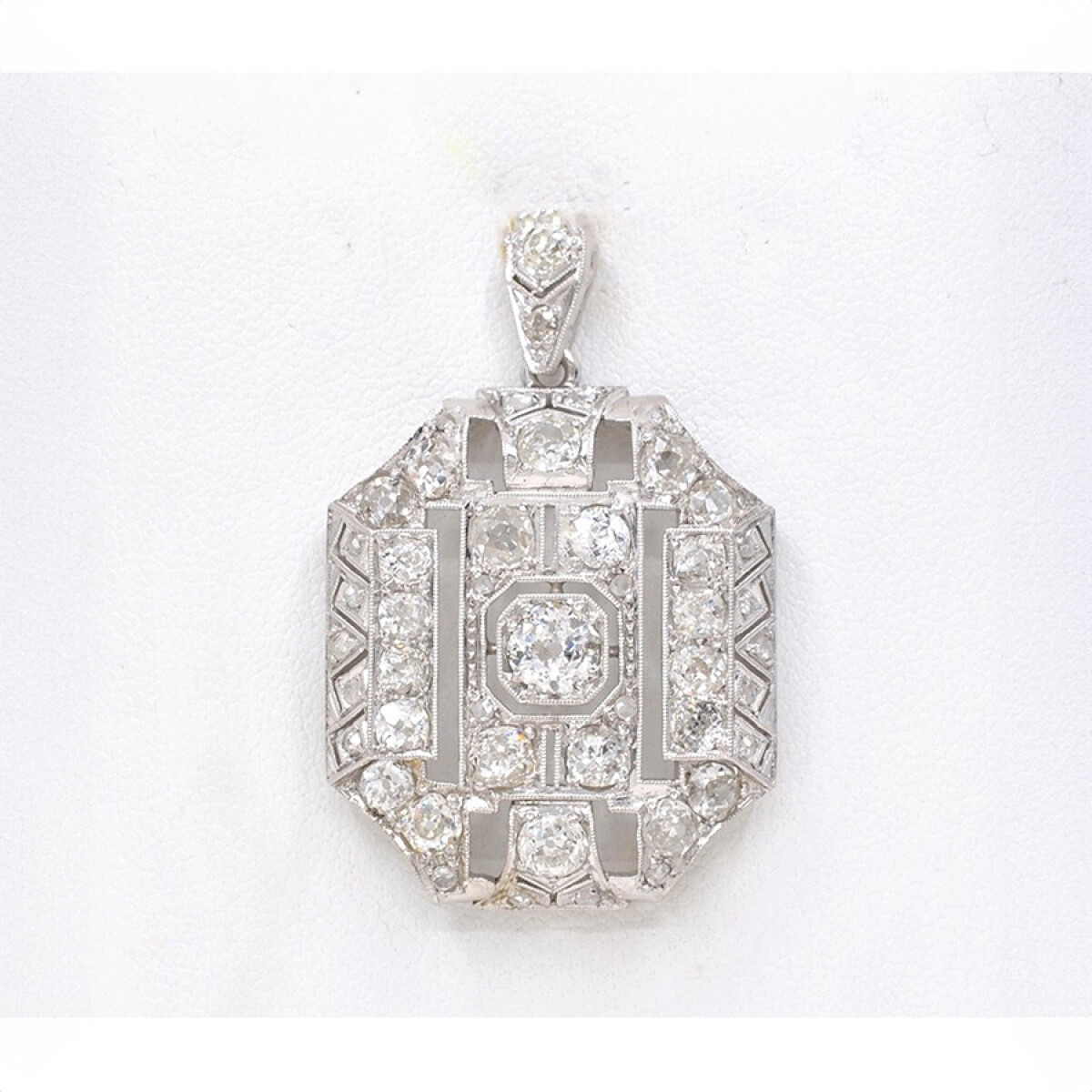 Colgante Antiguo Platino Y Brillantes Art Deco 4,50 Ct. Circa 1900-1940'S 