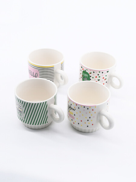TAZAS GOOD LUCK SET X 4 ESTAMPADO 1