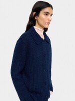 Cárdigan De Punto Liso azul-marino