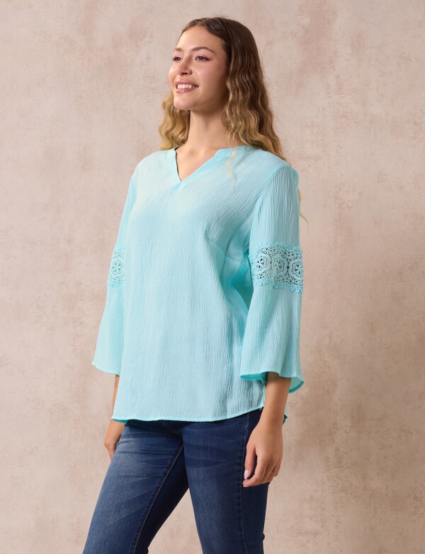 Blusa Manga Calada VERDE AGUA
