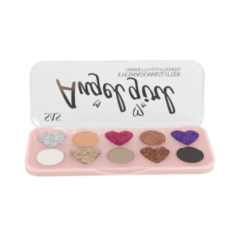 SAS Paleta de sombras y glitter x10 colores, 3 tonalidades. Unica