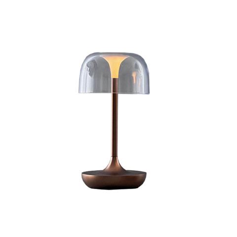Lámpara de mesa cobre LED inalám. USB cálida dimm AI9857