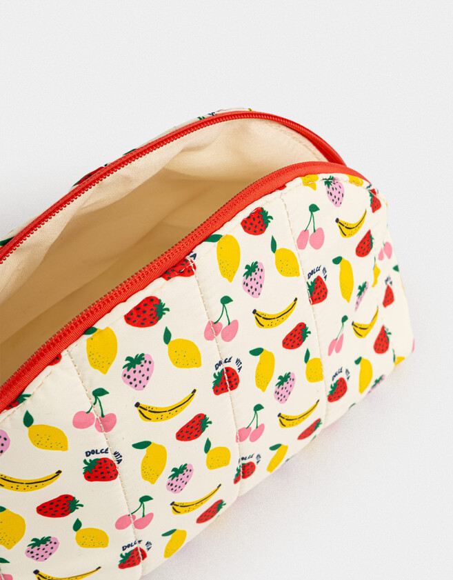 Porta Cosméticos Portacosméticos Estampa Frutas - Blanco Crudo