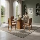Juego de comedor con mesa redonda de vidrio y 4 sillas rústicas Beige