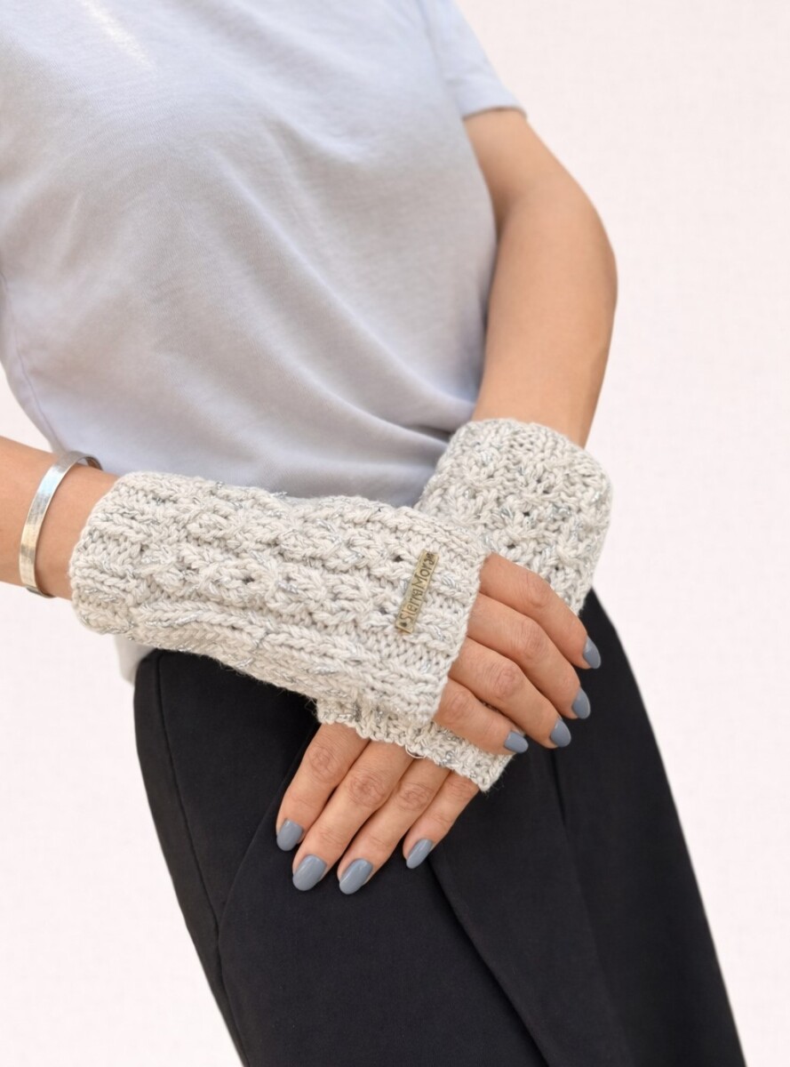 Warm Gloves Crochet - Gris Claro / Plateado 