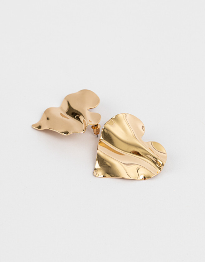 Aros Colgantes Cortos Chapon Aros De Corazones - Dorado