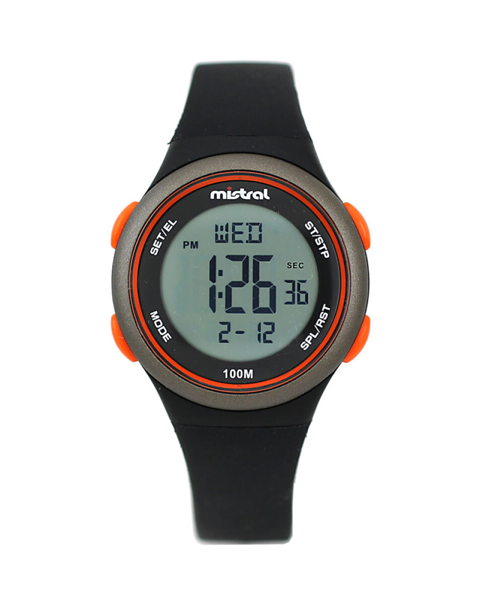 Reloj Mistral Deportivo Silicona Negro. "Producto sin caja" 