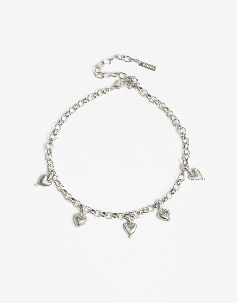 Collares Cortos Metal Collar Corto Corazones - Plateado Rodio