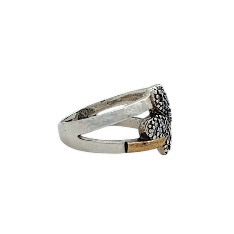 Anillo Flor-Plata y Oro-Piedra Zirconia-AN5293 conpiedra