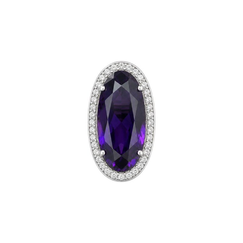 Anillo Oval - Plata 925 - Amatista Imperial y Zirconias AN4775 conpiedra