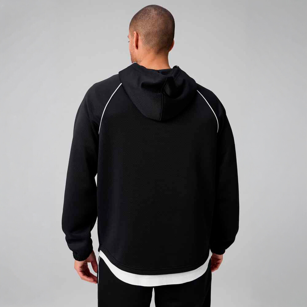 Polera The Gridtech Quarter Zip Hoodie Piped Hombre Black / Classic White