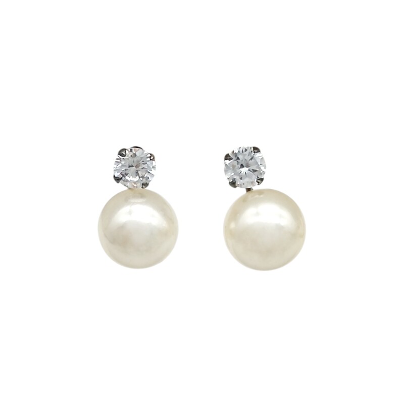 Caravanas Perlas de cultivo-Plata 925-Con Perla y Zirconia-CA3202 conperla