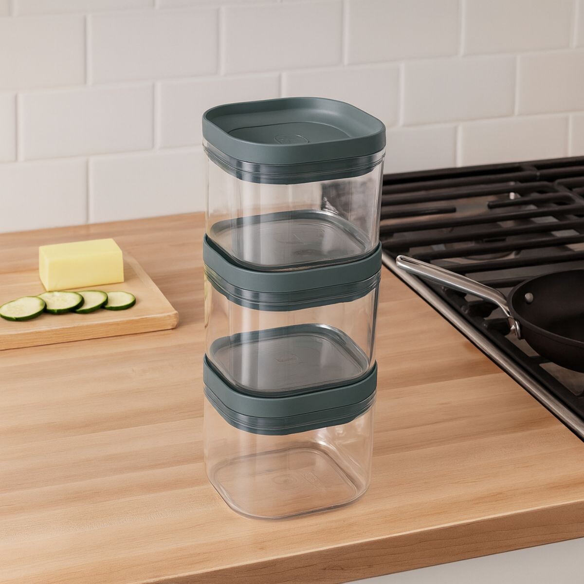 Set x3 Pote hermético 450ml - GRIS 