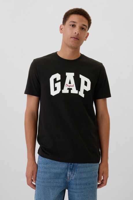 Remera Logo Gap Manga Corta Hombre True Black