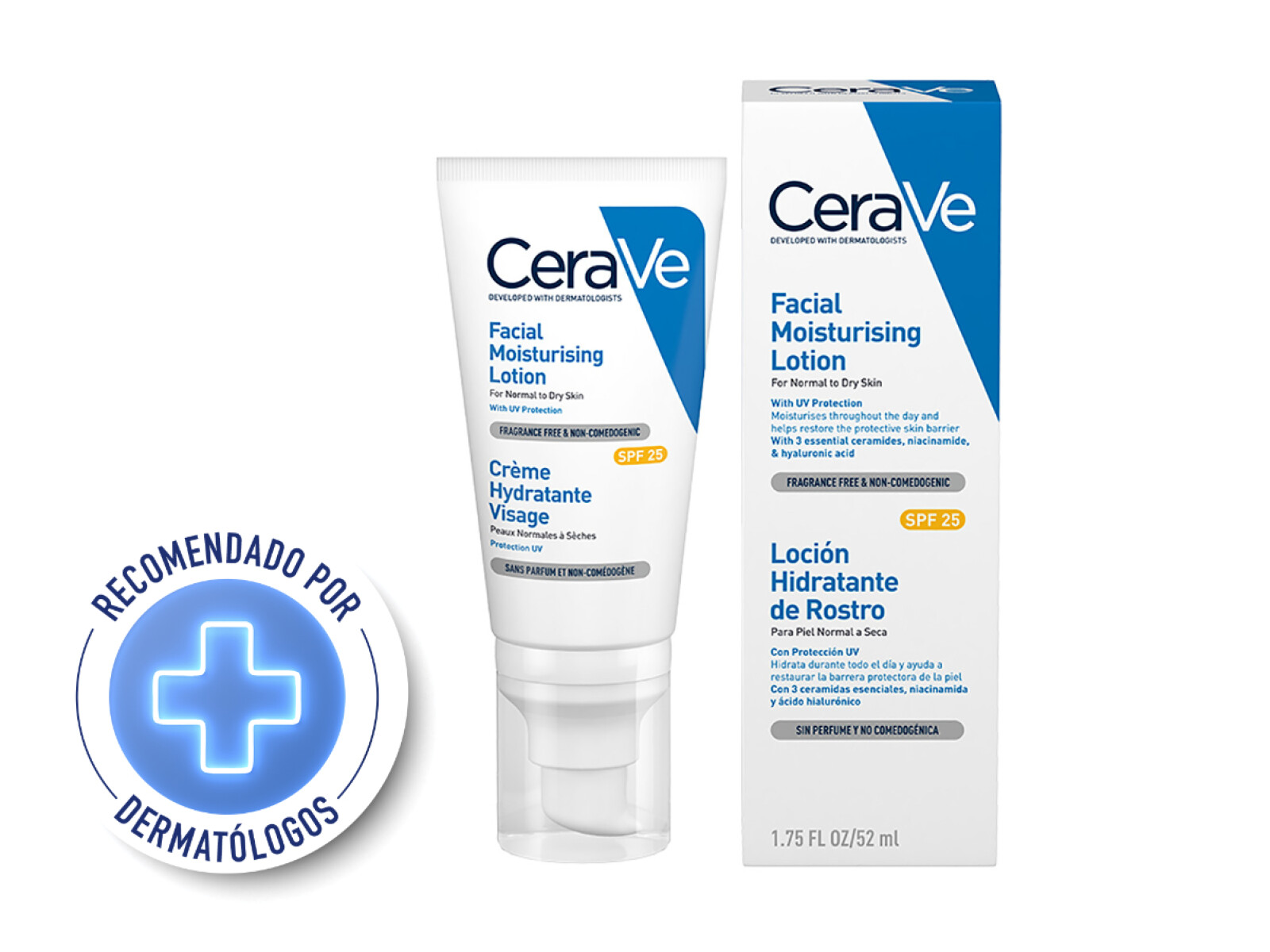 Loción hidratante facial Cerave - Crema hidratante rostro AM 52ml 