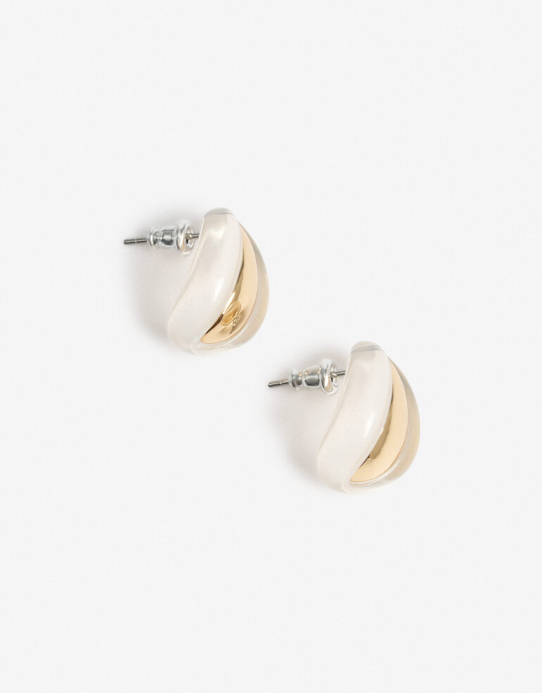 Aros Pasantes Acrilico Aros Pasantes Metal Y Acrílico - Dorado