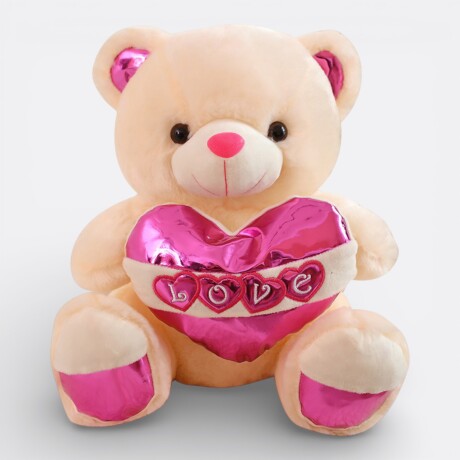 Oso de Peluche con Corazón Rosado Beige