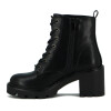 Darkness Bota De Dama Caña Baja Taco Cuadrado Acordonada - Negro Negro