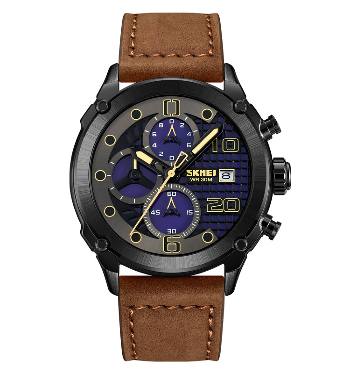 Reloj Skmei 2051BKBN Analógico Hombre Negro con Correa Marrón - Marrón 