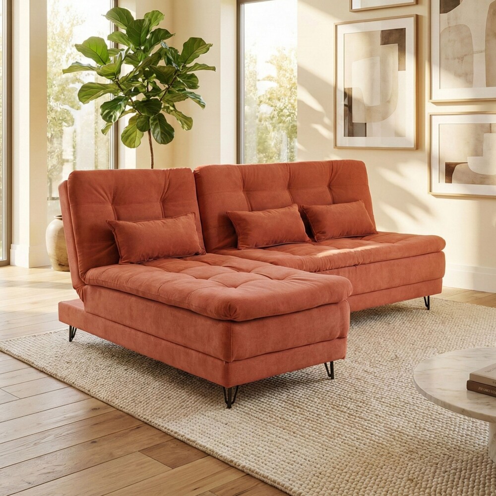 Sillón Cama con Chaise Izquierdo y derecho - Nice Terracota Steel