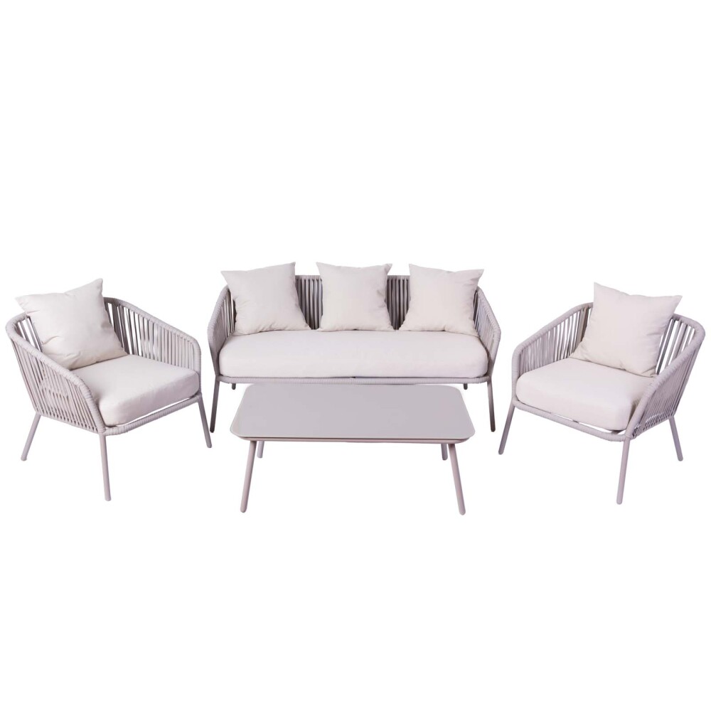 BAYAHIBE (1+2+1) ALUMINIO NATURAL-BEIGE SET DE LIVING