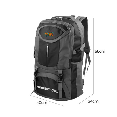 Mochila Camping Maya Bay 75 L + Riñonera Trekking Negro