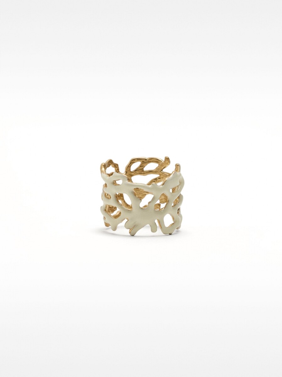 Anillo De Ramas Esmaltado - blanco 