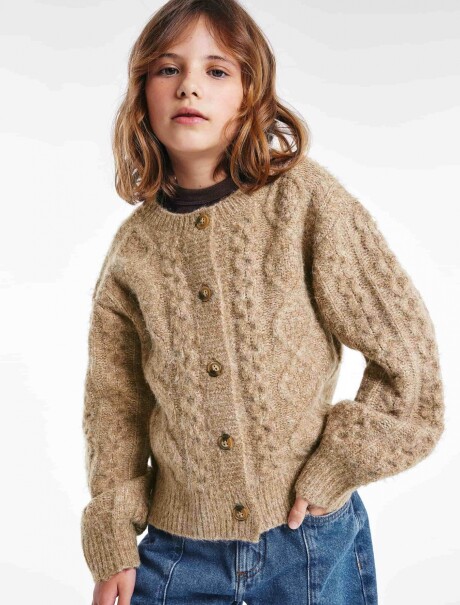 CÁRDIGAN DE PUNTO TRENZADO BEIGE