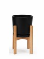 MACETA CERAMICA GRANDE CON SOPORTE BAJA NEGRA