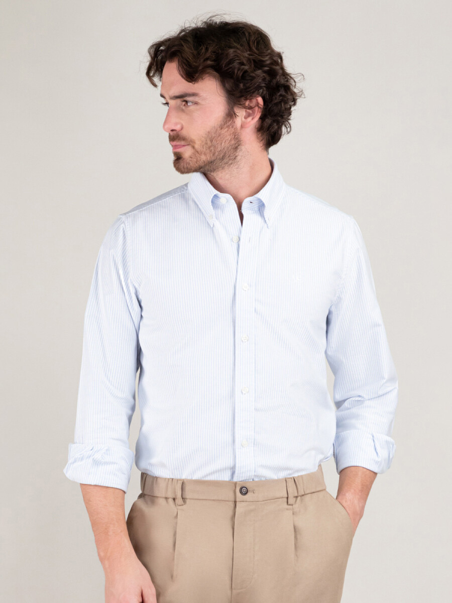 Camisa Oxford El Ganso - Rayas Yale Celeste Blanco 