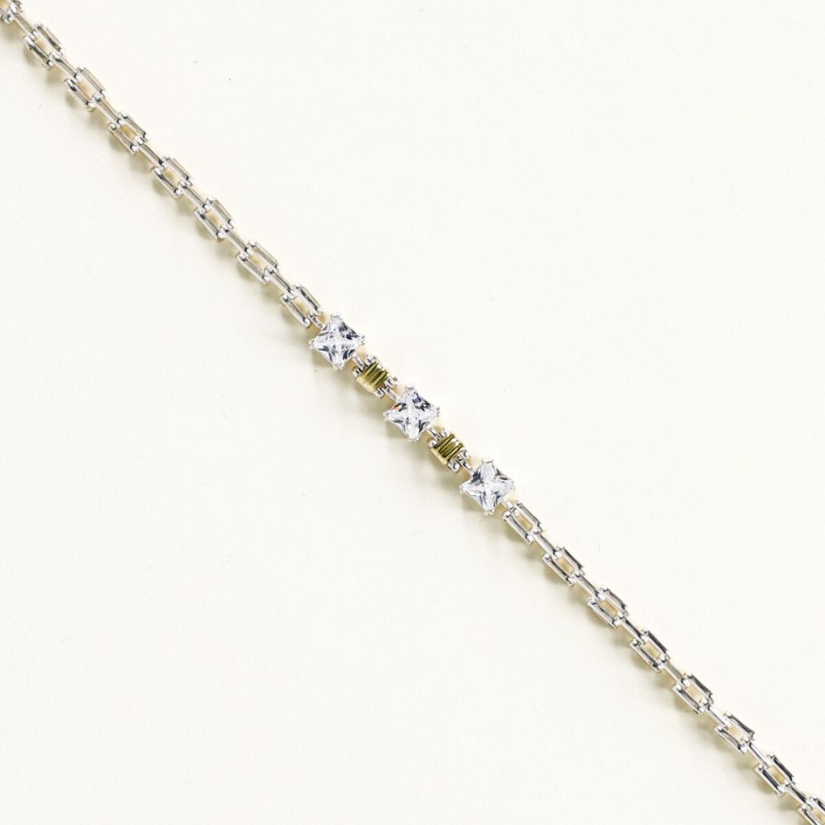 Pulsera Cubic Blanca - Plata y Oro 