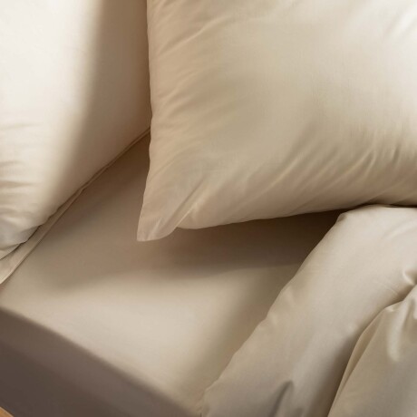 JUEGO DE SÁBANAS 1 PLAZA ALGODON NATURAL-BEIGE COTTON BASIC 180 HILOS MANTECA