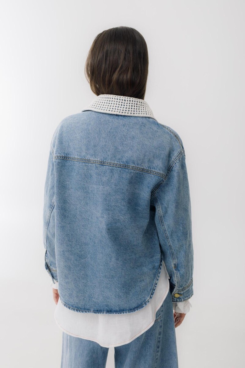 PRE VENTA Campera Couro Jean Crochet Blanco