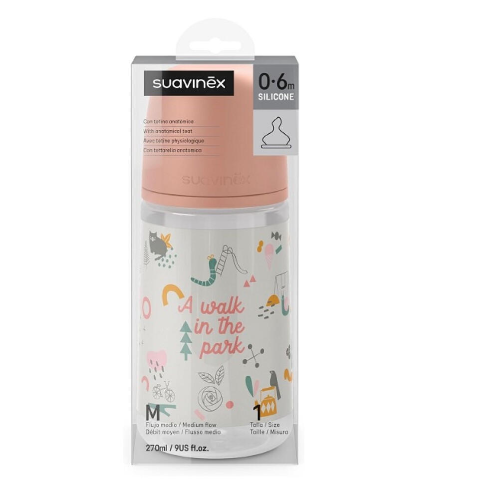 Biberon anatomico 270 ml Suavinex Park Rosa