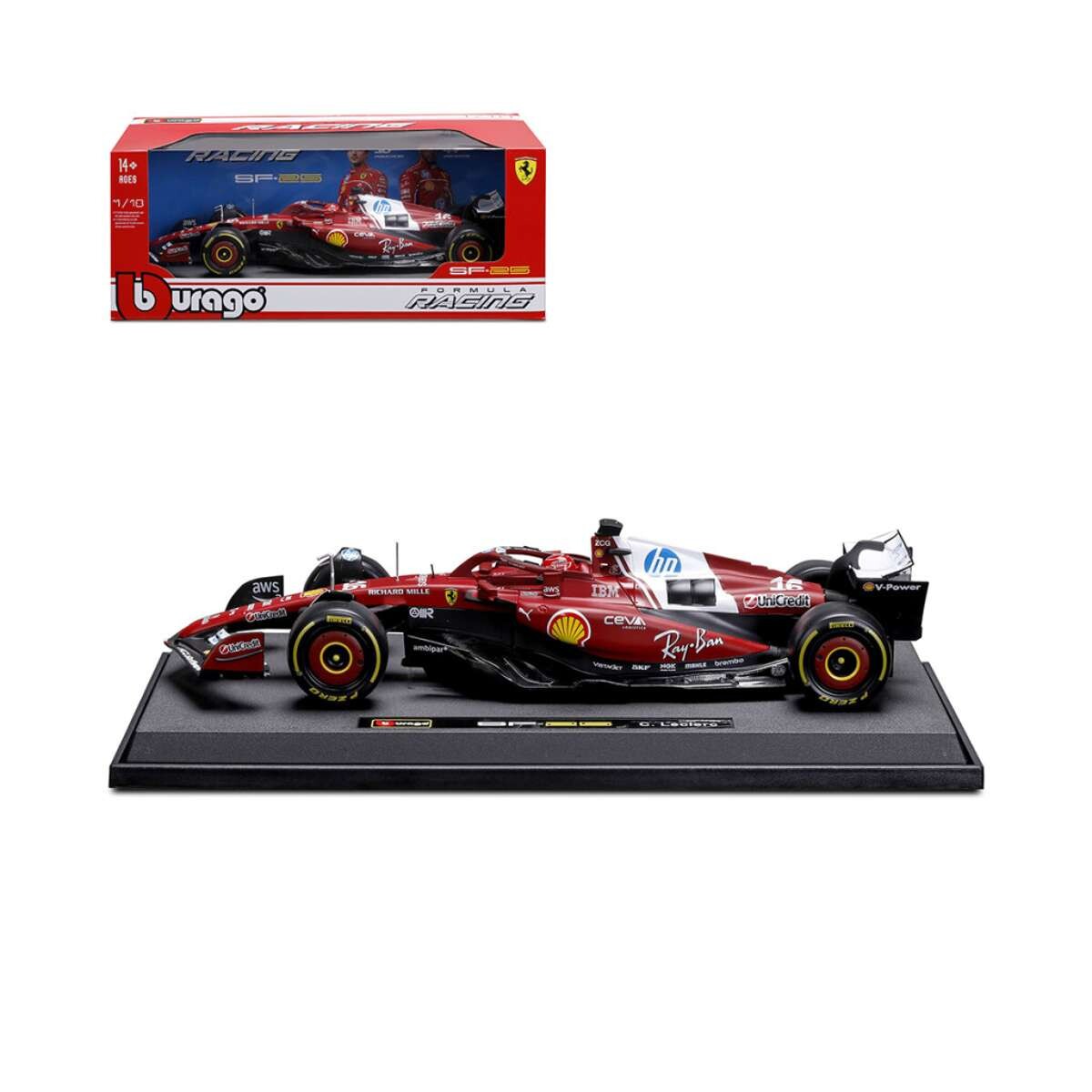 Auto Bburago Formula 1 Ferrari Con Soporte Escala 1:18 - Charles Leclerc 