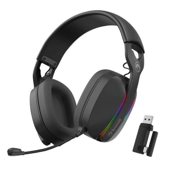 Vincha Gamer Marvo Hg9086w-bk Inalábrica 7.1 Rgb NEGRO