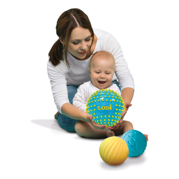 Set 3 Pelotas Sensoriales Juguete Bebe Primera Infancia Ludi Variante Color Azul