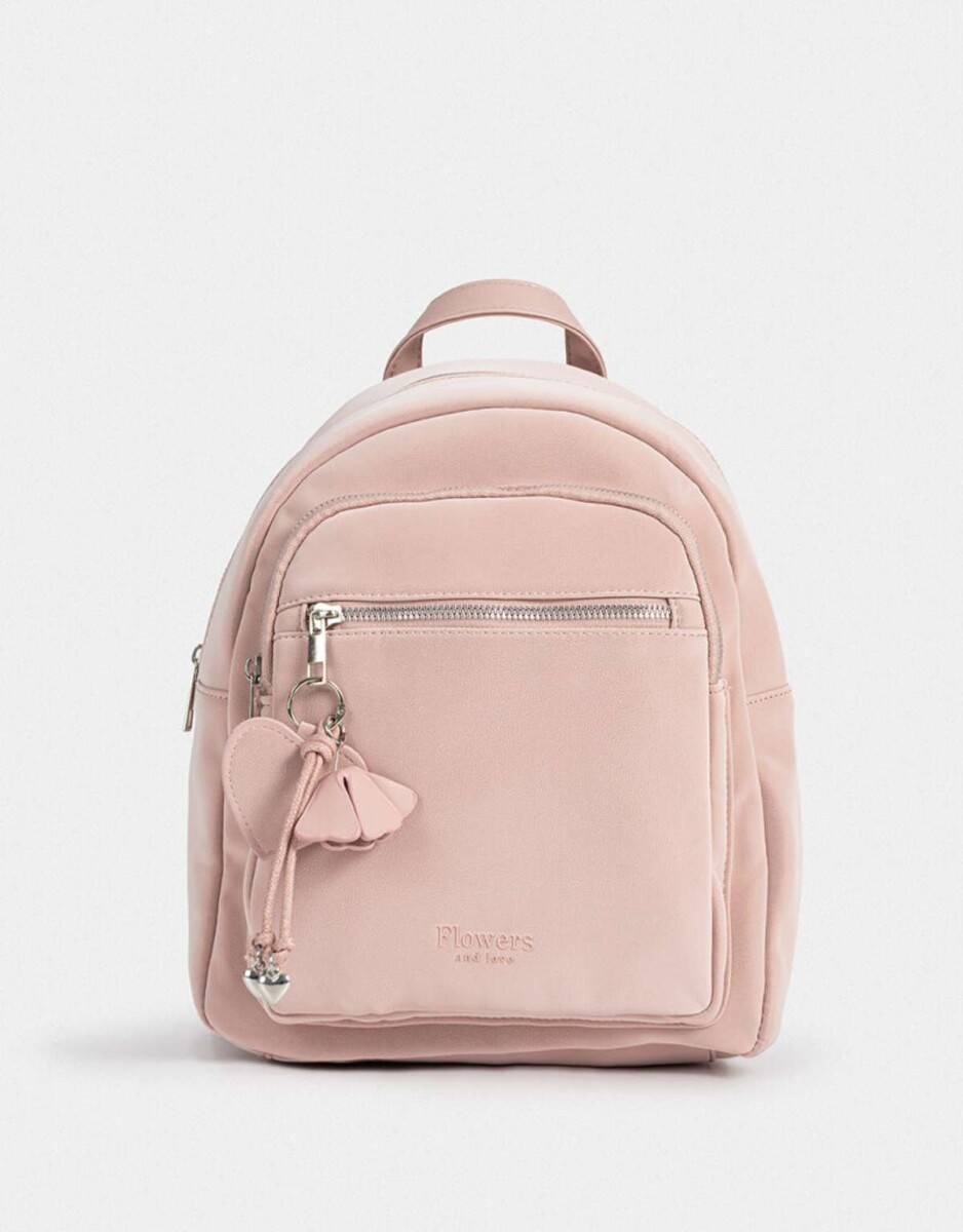 Mochila De Cuerina Con Charm - Rosa Viejo 