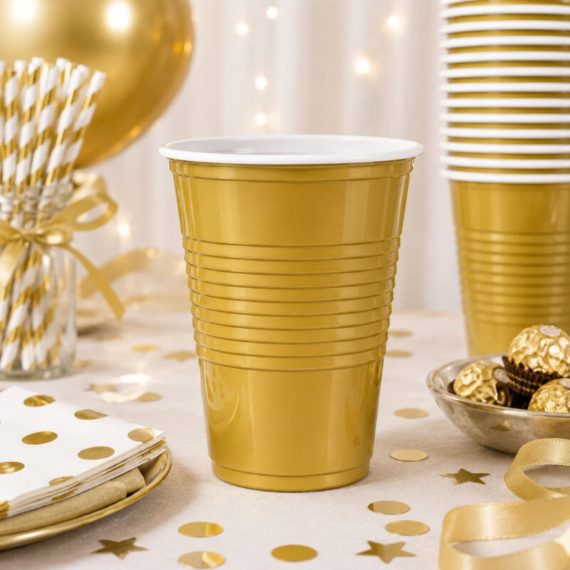 Vaso 350ml Diferentes colores x50un Dorado
