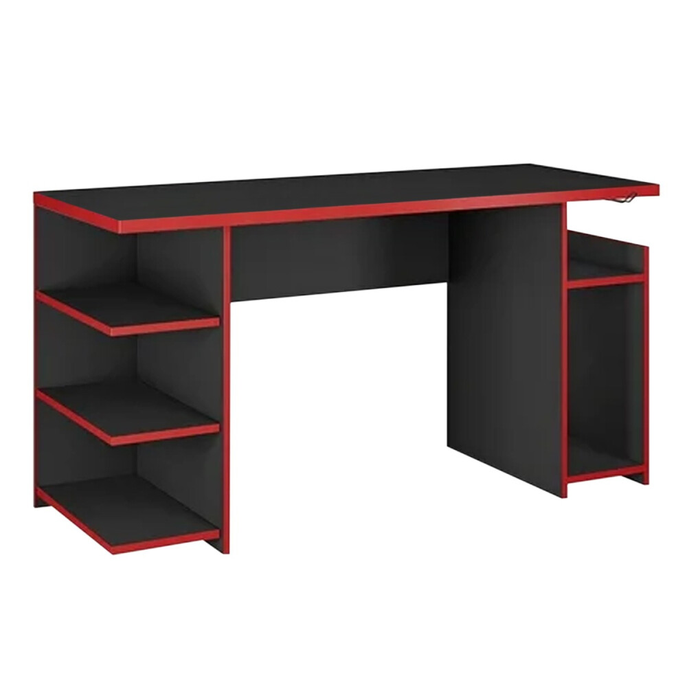 Escritorio gamer / tapa 25 mm / soporte para auriculares ROJO