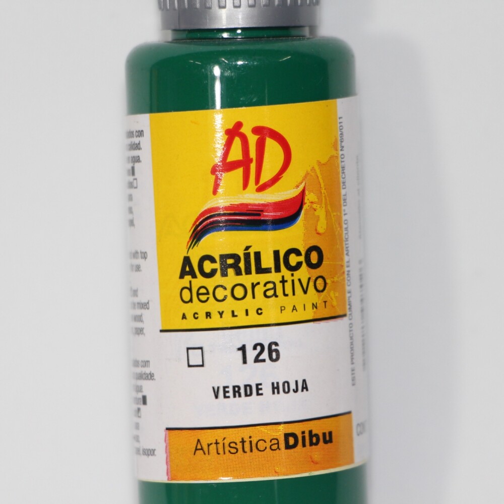 PINTURA ACRILICA ARTISTICA DIBU 60 ML. DIFERENTES COLORES COLOR VERDE HOJA 126