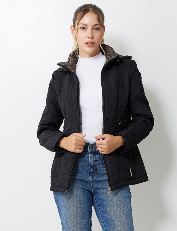 Campera Capitoneada Capucha NEGRO