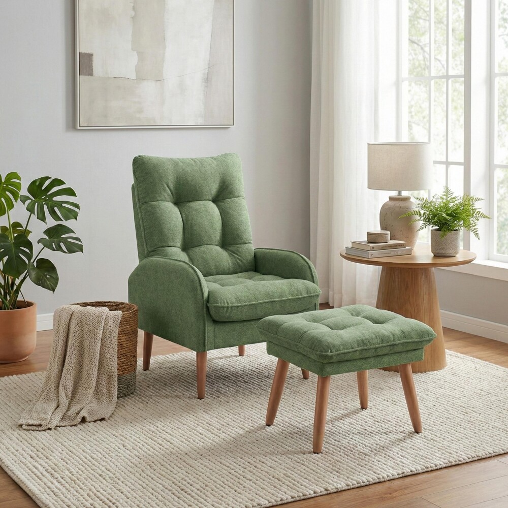 Butaca 1 Cuerpo Living + Puf - Nantes Verde