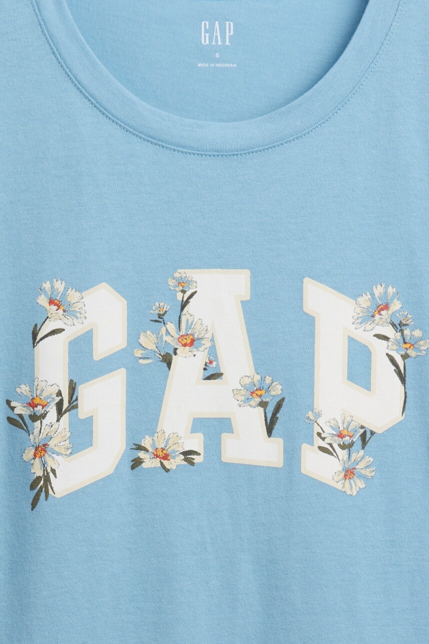 Remera Logo Gap Manga Corta Mujer Blue Stone