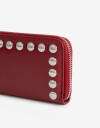 Billetera Zip Round Billetera Con Tachas - Rojo Burdeaux