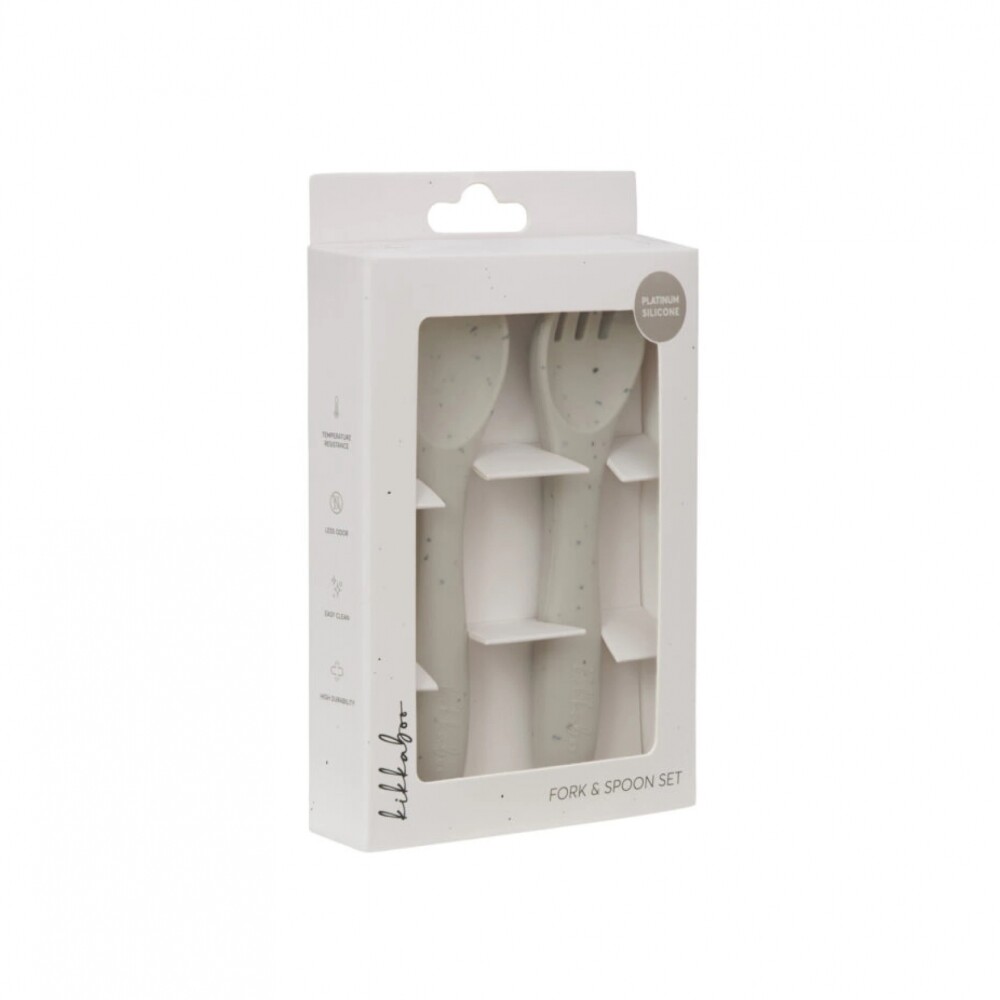 Set x2 cubiertos silicona KIKKABOO beige