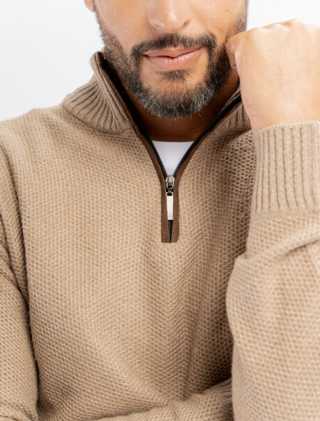 Buzo medio cierre Álamo beige
