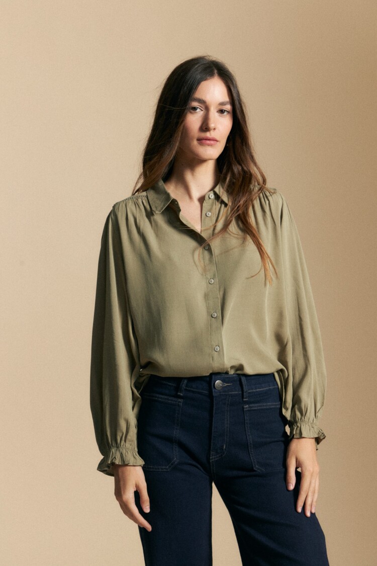 CAMISA IWA Verde Grisáceo