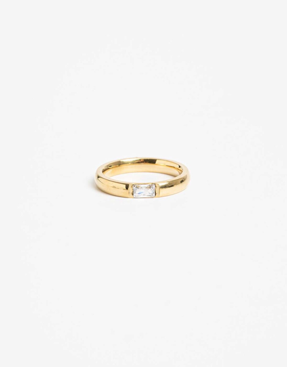 Anillo De Acero Con Cubic - Dorado 